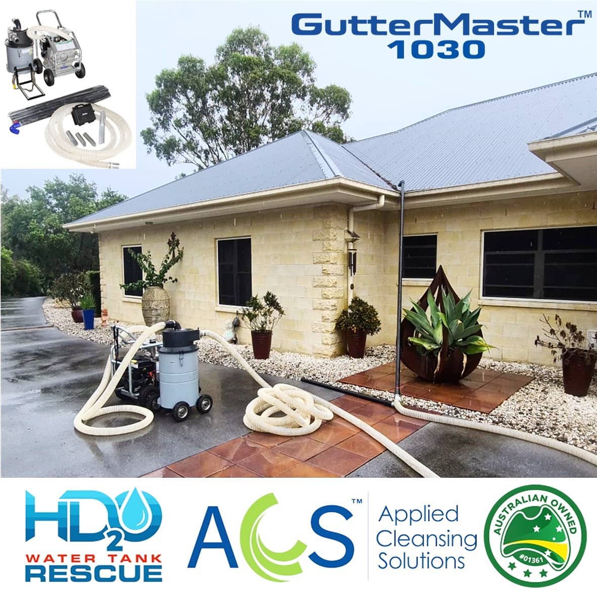 D2O Water Tank Rescue with their gutter vacuum system
