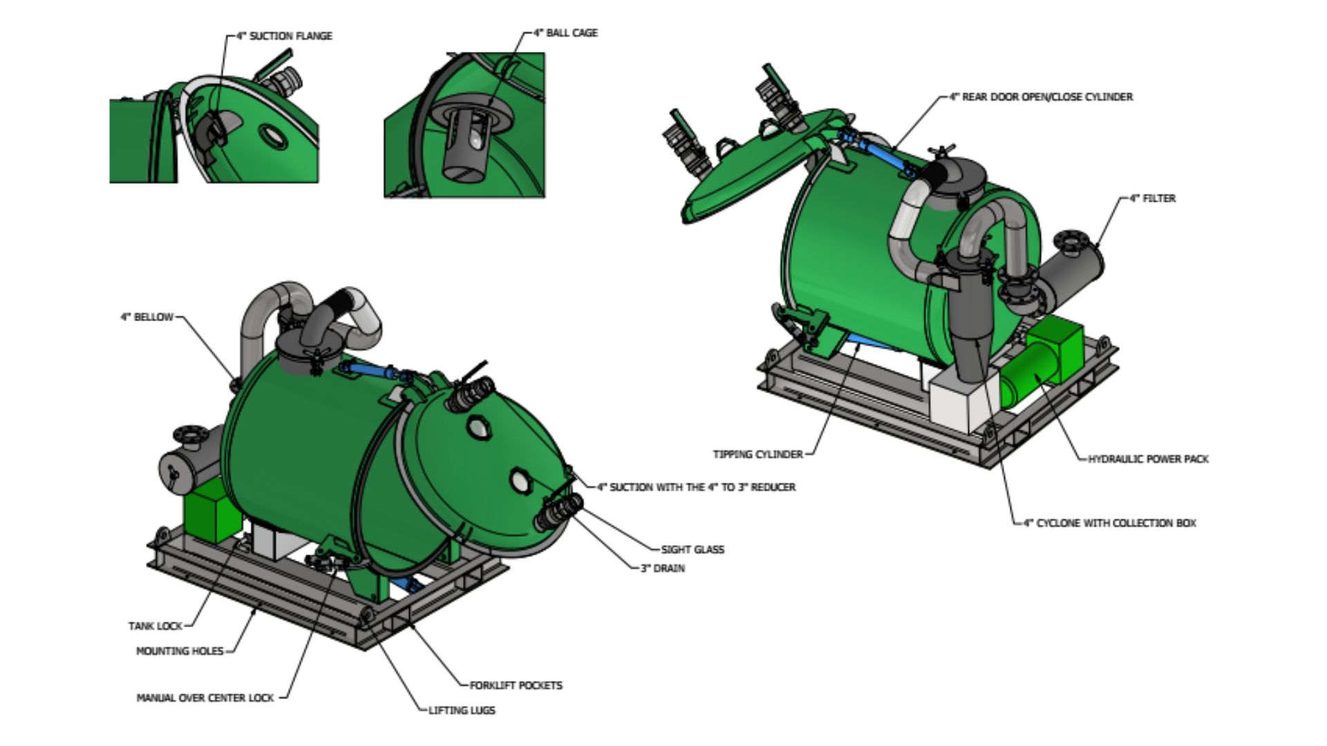 Hydro master vacuum tank